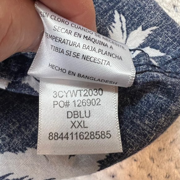 Caliville Shirt Mens XXL Navy Blue Palm Printed Button Front Short Sleeve - Picture 9 of 9